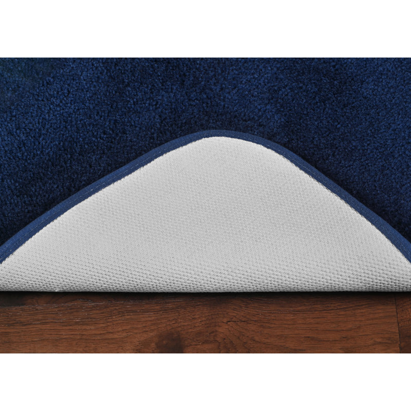 Mccluney Ultra Soft Traditional Nylon 5 Piece Bath Rug Set with Non-Slip Backing, Navy
