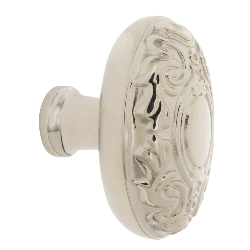Victorian 1 3/4" Length Oval Knob, Polished Nickel
