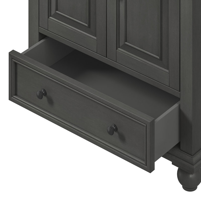 37'' Single Bathroom Vanity with Top, Charcoal Glaze, Carrera White