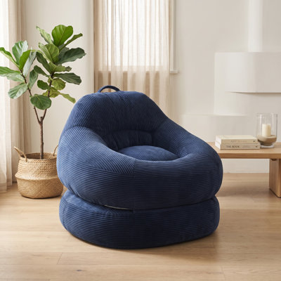 Fauteuil à billes surdimensionné en velours côtelé - Canapé paresseux pliant 2 en 1 et canapé-lit pour salon ou chambre d'amis