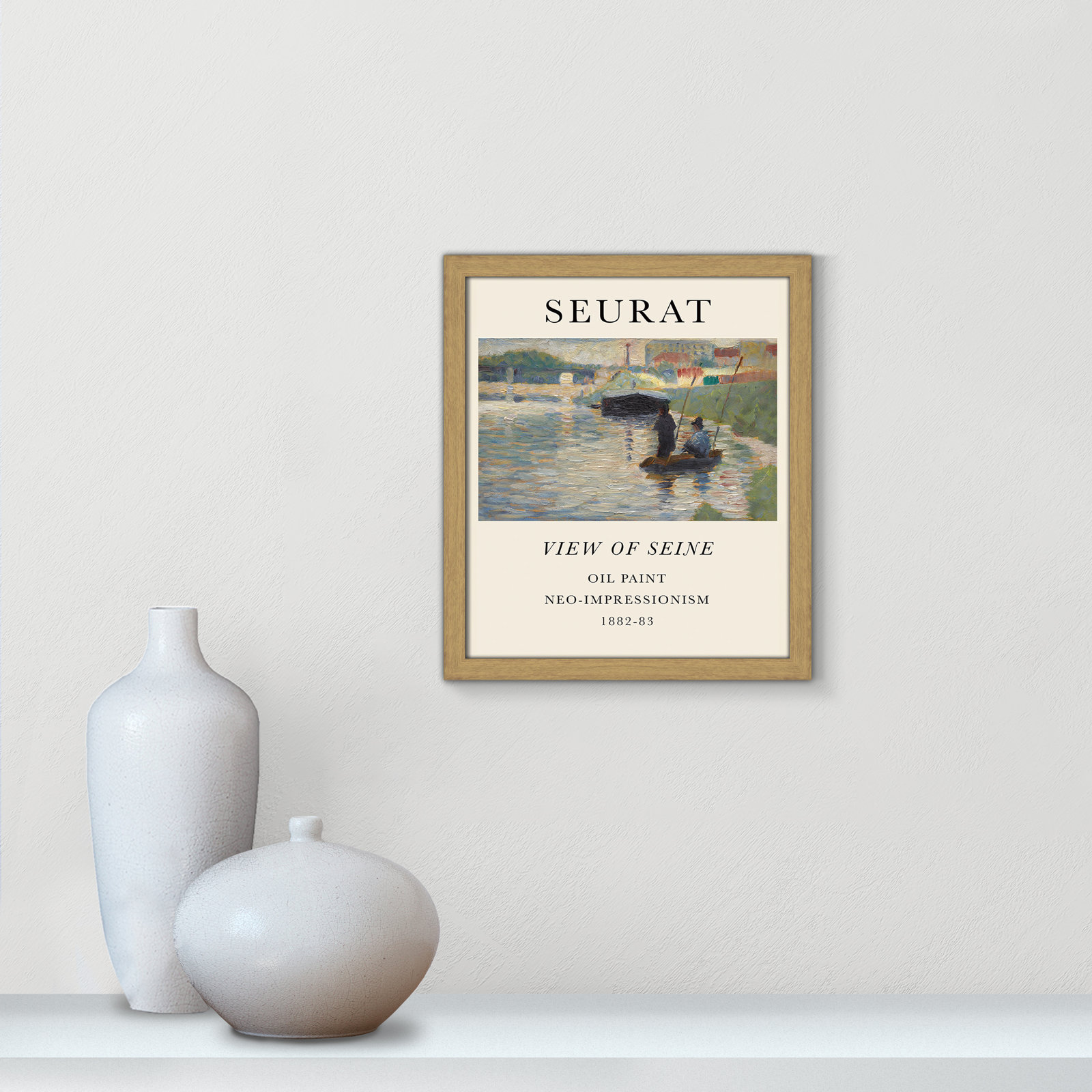 View Of Seine by Georges Seurat, No, Black Single Picture Frame, 15" H x 13" W x 0.75" D
