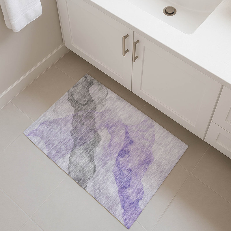 Premium Machine Washable Mayfield AMF2109 Abstract Rug, 1'8" x 2'6", Lavender