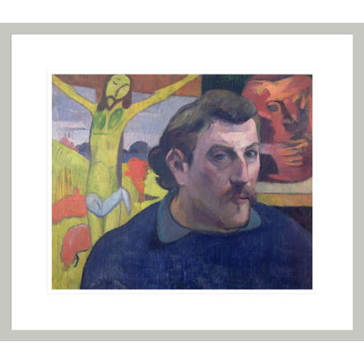 Autoportrait avec le Christ jaune par Paul Gauguin - Impression giclée encadrée