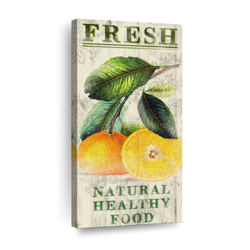 Fresh Oranges Wall Sign Canvas Print, 36" H x 18" W x 1.25" D