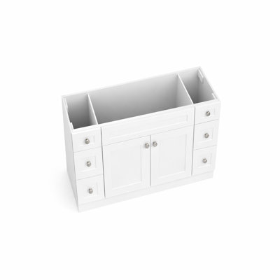 48 po, base de meuble-lavabo autoportant blanc avec tiroirs à fermeture en douceur inclus
