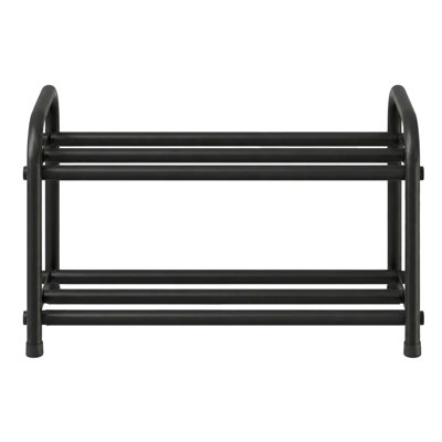 Range-chaussures extensible, organisateur de rangement réglable en acier à 2 niveaux, 17,4 x 9,8 x 11,9 pouces, noir