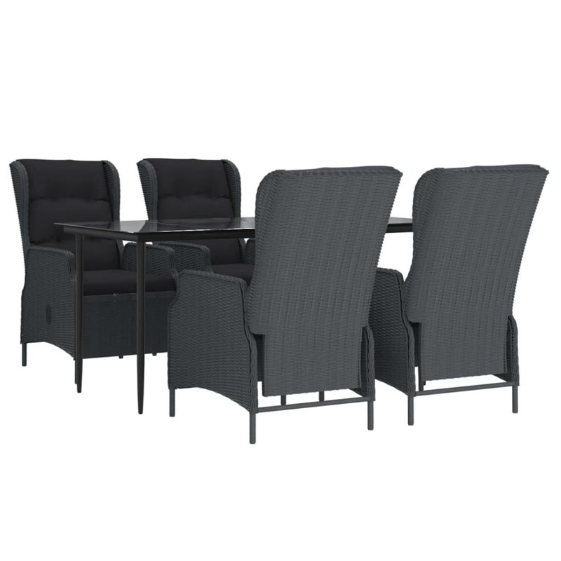 Figuaro Rectangular 4 - Person 63" Long Dining Set with Cushions, Dark Gray