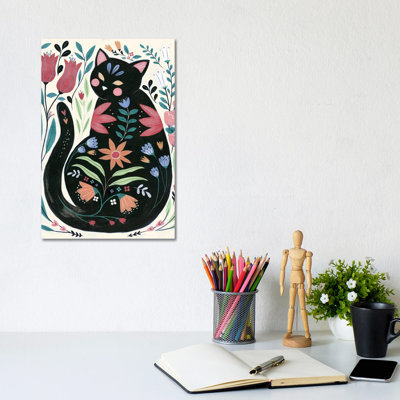 Folksy Feline I by Annie Warren - Wrapped Canvas Print