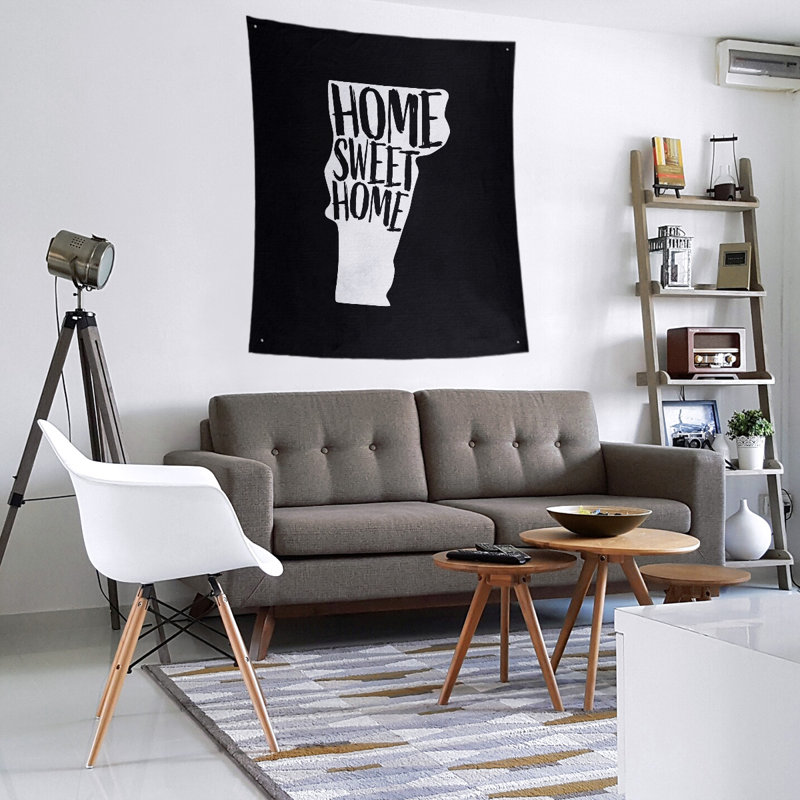 Tapisserie murale Home Sweet Vermont, H 27,5 po x l 37,5 po, Noir