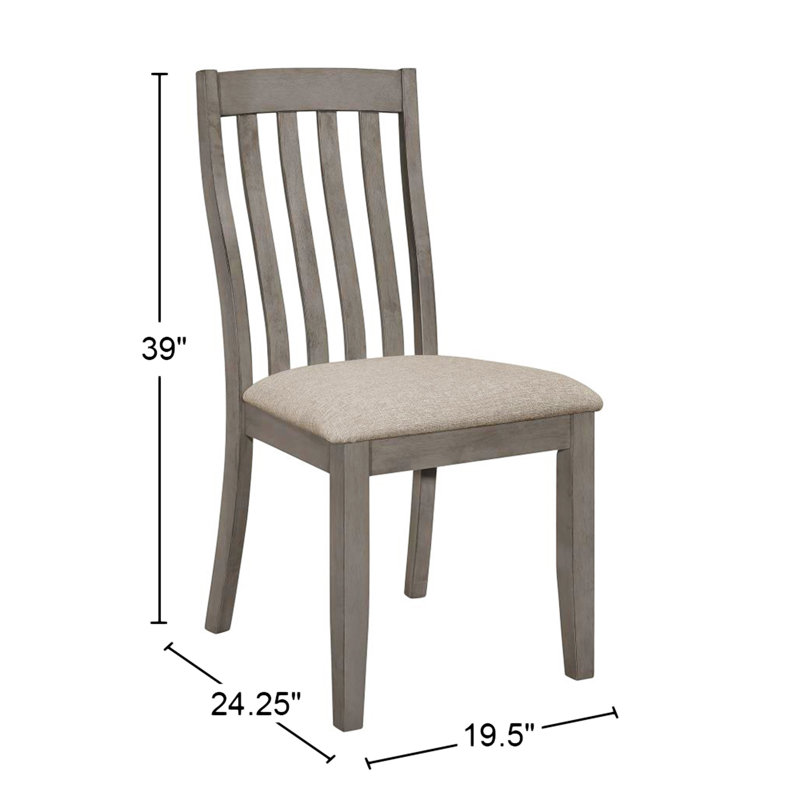 Gray Upholstered High Slat Back Wood Side Chair Set
