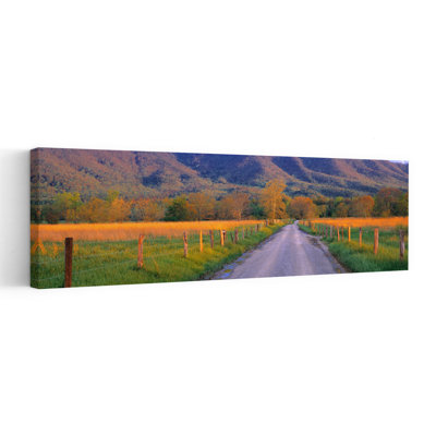 Road At Sundown, Cades Cove,  Smoky Mountains National Park, Tennessee, Usa Colorful Abstract Contemporary Autumn Landscape Wall Art
