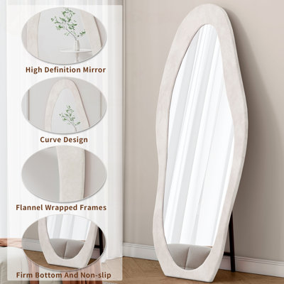 Flannel Wrapped Irregular Wavy Full Length Wall/Floor Mirror