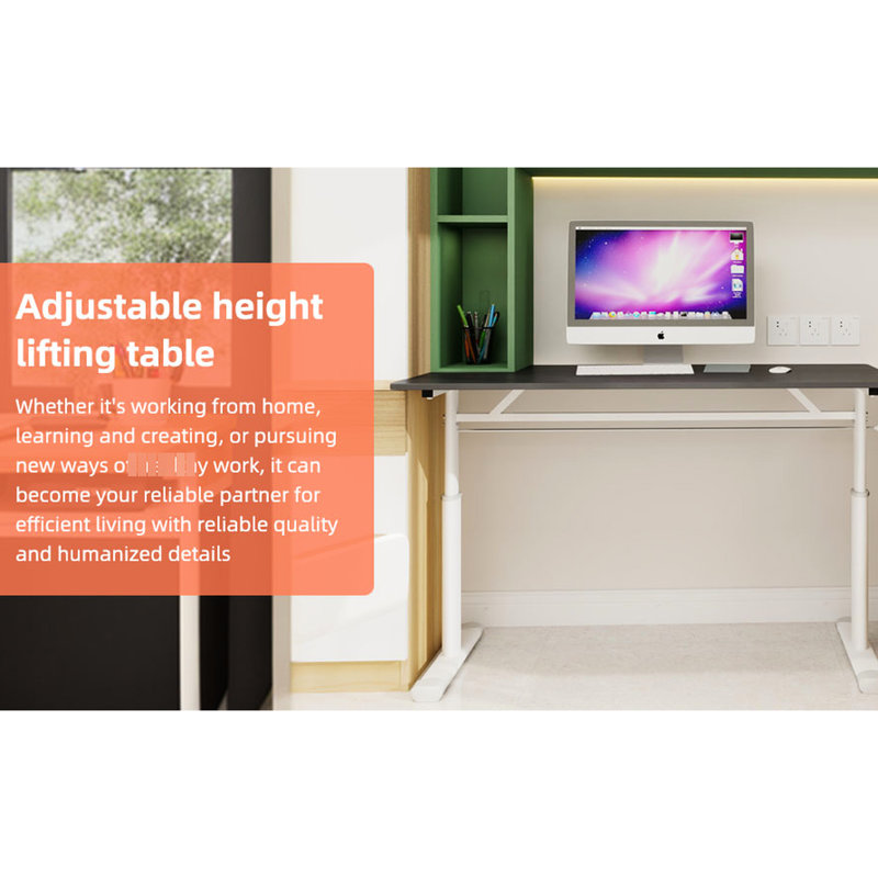 Bureau d'étude multifonctionnel à hauteur réglable pour tous les âges, levage manuel, en fer gris et bois, double colonne de support, stable pour une utilisation à domicile ou au bureau, poids : 12,7 kg, profondeur de levage : 118,5 cm, hauteur : 60,3 cm