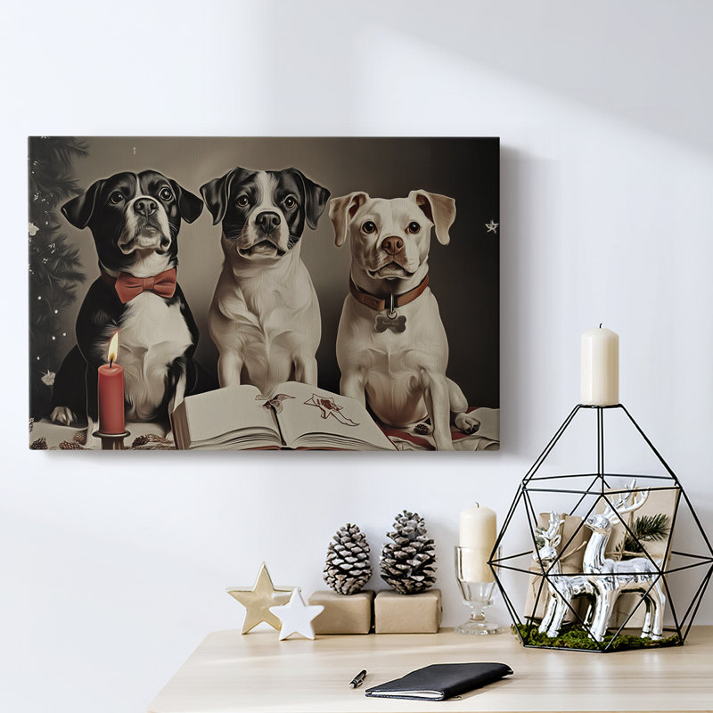Art des Fêtes de Noël - Toile tendue avec châssis - Série 3-ICI, H 12 po x l 18 po