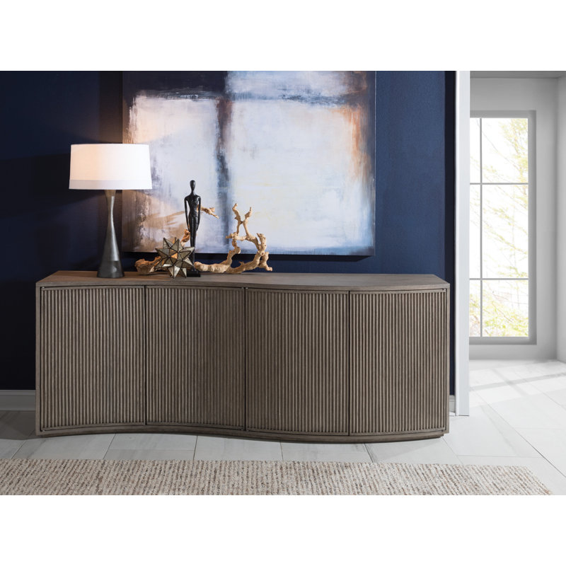 88" Gray Oak Modern Media Console with Cabinet