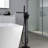 Black Waterfall Tub Filler Freestanding Bathtub Faucet Floor Mount Brass Single Handle Bathroom Tub Faucet With Hand Shower