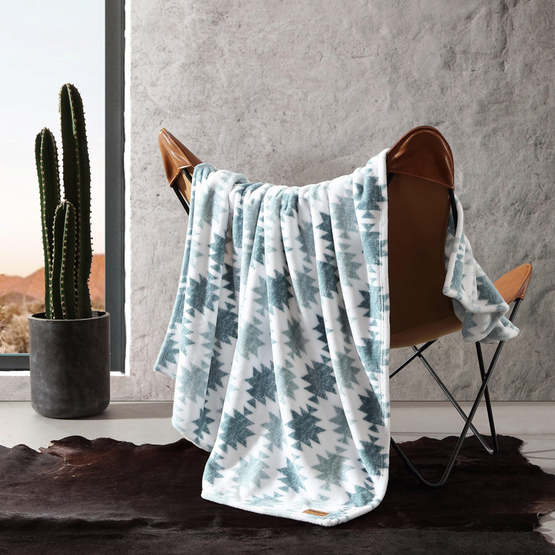 Wrangler Fleece Throw, Canyon Ikat Blue Geometric