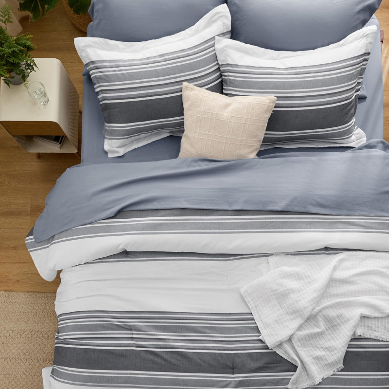 Bedsure Striped Bed In A Bag Comforter Set, King Comforter + 6 Additional Pieces