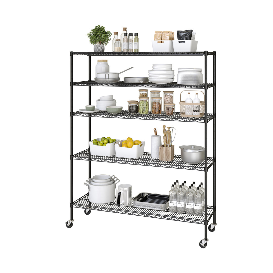 UltraDurable 60" W x 18" D 5-Tier NSF-Certified Steel Shelving with Wheels Seville Classics