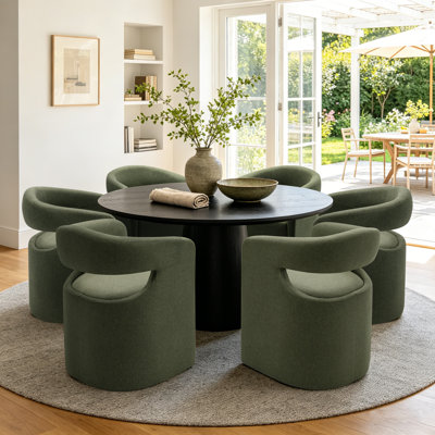 Upholstered Dining Armchairs With Hidden Casters