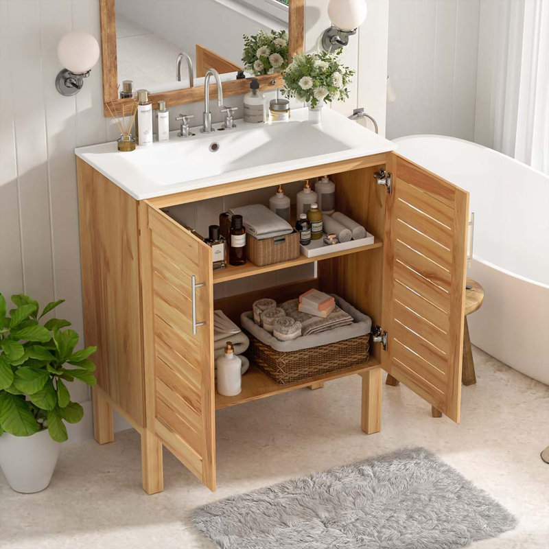 Meuble-lavabo de salle de bain avec lavabo en céramique