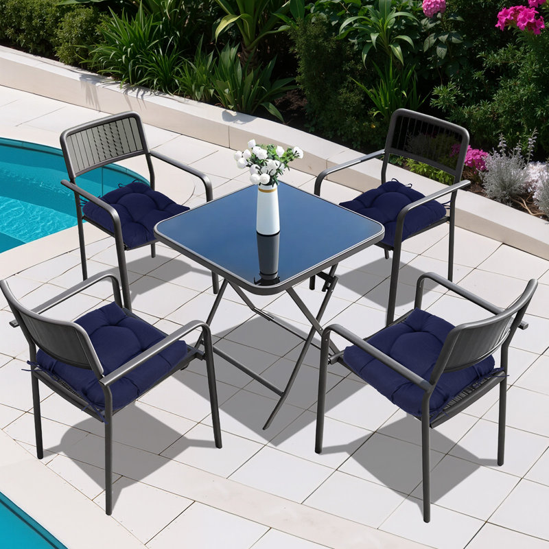 Coussins de chaise touffetés pour l'extérieur, Bleu très foncé