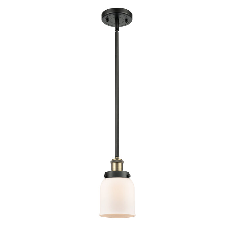 Mini luminaire suspendu à cordon 5 lumières Ballston Urban Bell, DEL, Laiton antique noir, Blanc mat