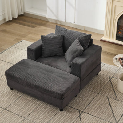 Chaise longue avec repose-pieds et coussins de rangement amovibles