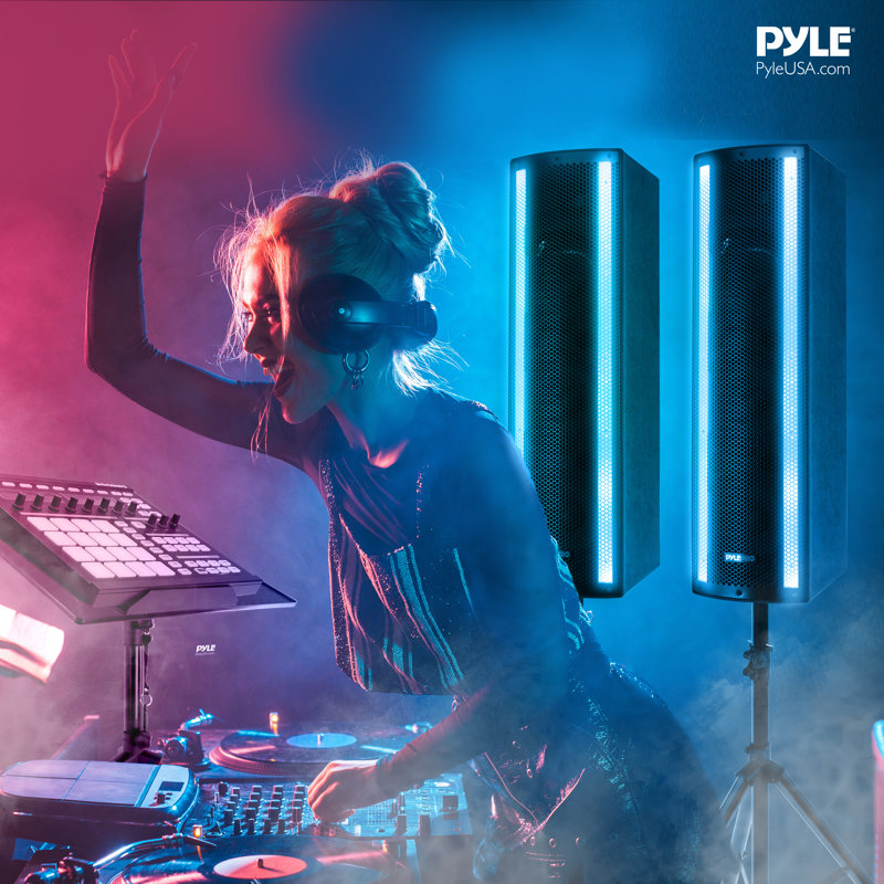 Pyle 3 x 6.5" Bluetooth Combo Speaker Boxes - DJ Loud Speakers with RGB Lights & Remote Control