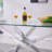Glass Top Metal Base Dining Table-56552767