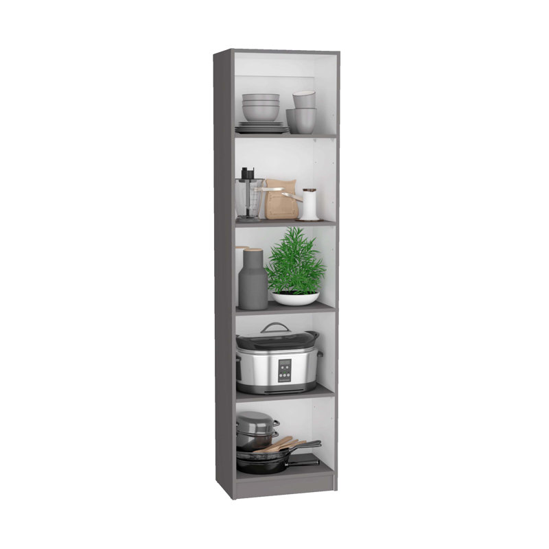 Matt Gray and White Particle Board 2 Piece Bookcase Set
