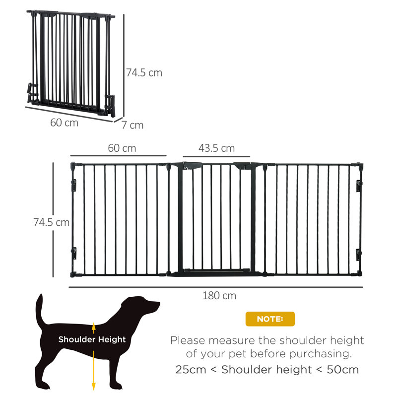 Free Standing Pet Gate With Door, 180cm W