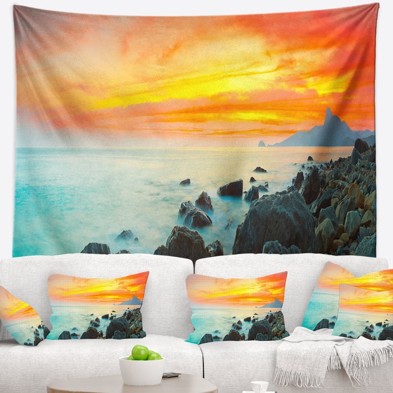 Photographie tapisserie panoramique au coucher du soleil, H 68 po x l 80 po