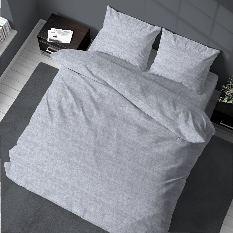 Hiroya Duvet Cover Set, Grey/Brown/Blue, 200 x 200cm - 2 Pillowcases (80 x 80 cm)