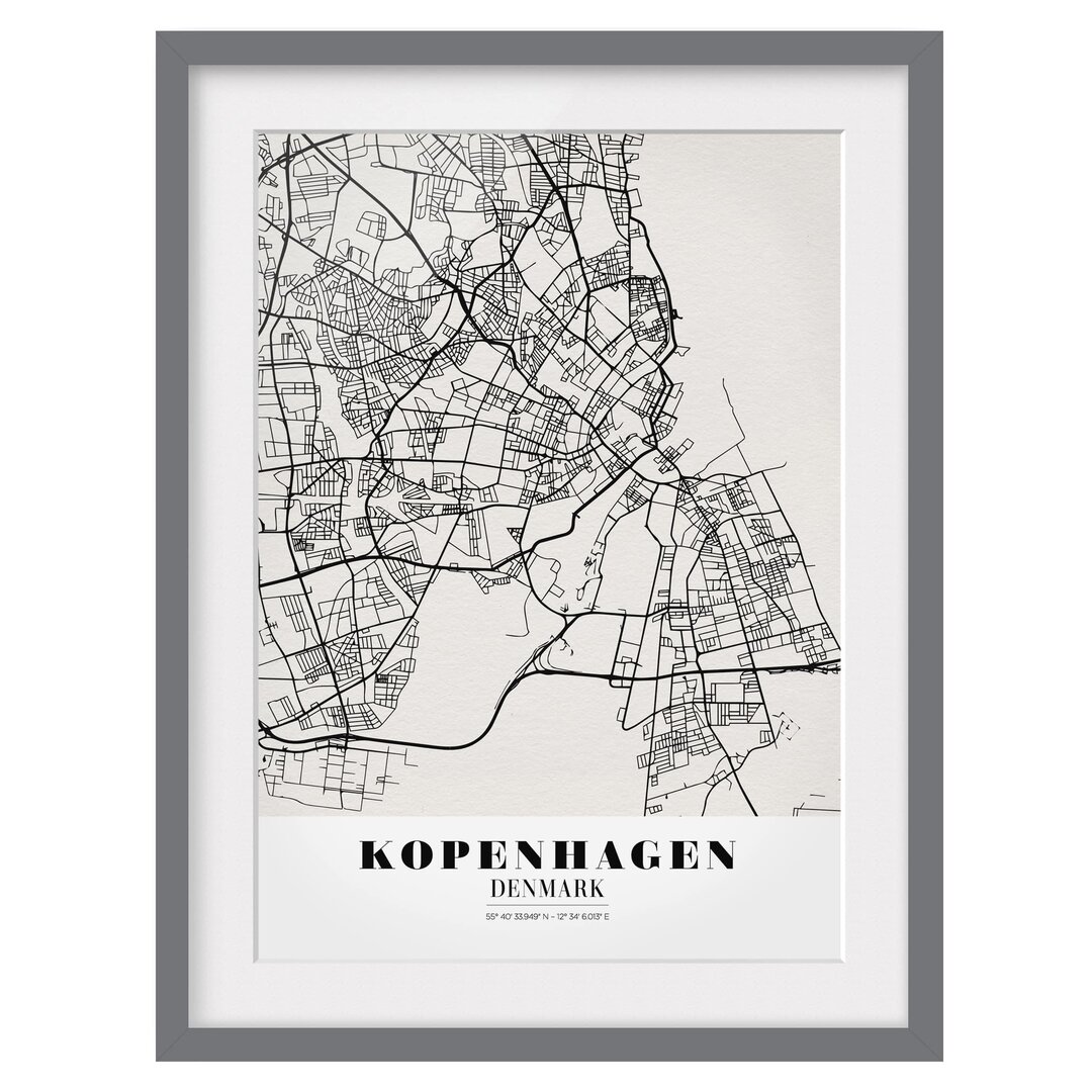 Gerahmtes Poster Copenhagen Map - Classic