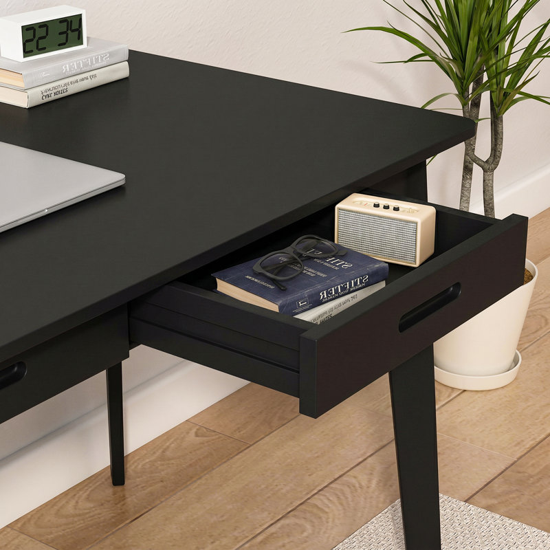 Bureau en bois Latwon, H 29,5 po x l 47,2 po x P 21,7 po, Noir / Noir