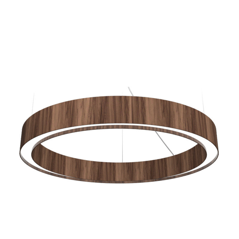 Cilíndrico 1 - Light LED Chandelier, American Walnut, 4.68" H x 23.4" W x 23.4" D