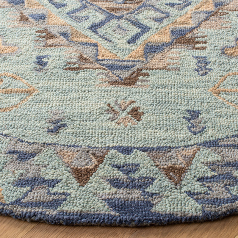 Deyoung Hand Tufted Wool Southwestern Rug, Round 3'