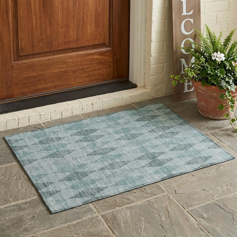 Tapis extérieur antidérapant lavable 2 pi x 3 pi bleu sarcelle