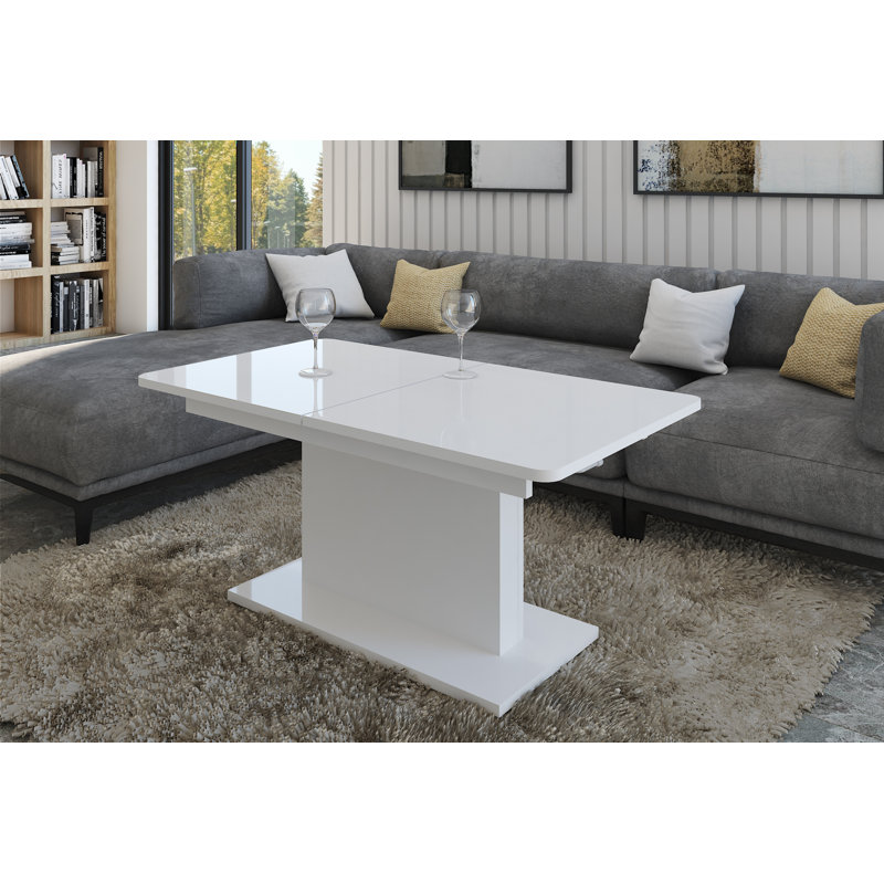 Lift Top Pedestal Coffee Table, White
