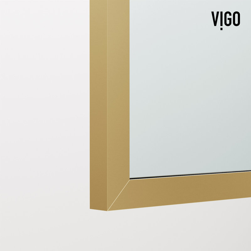 Arden 34" W x 78" H Fixed Framed Shower Screen with 3/8" Clear Glass, Matte Brushed Gold