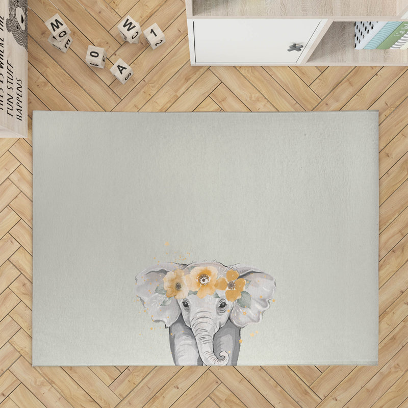 Tapis de jeu Elephant Kids, Rectangle 4pi x 6 pi, Sauge