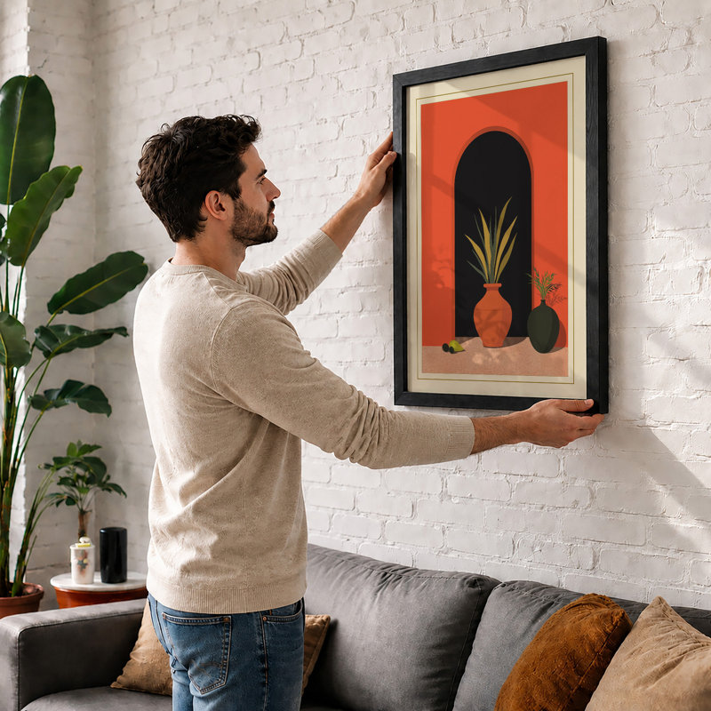 Archway Stillness Boho - Framed Print, Oak, A4 - 29.7 x 21.0 cm