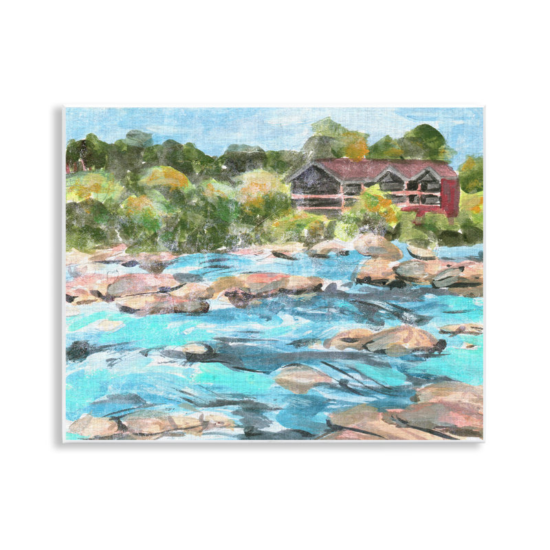 Rocky River Landscape Wall Plaque Art by Melissa Wang