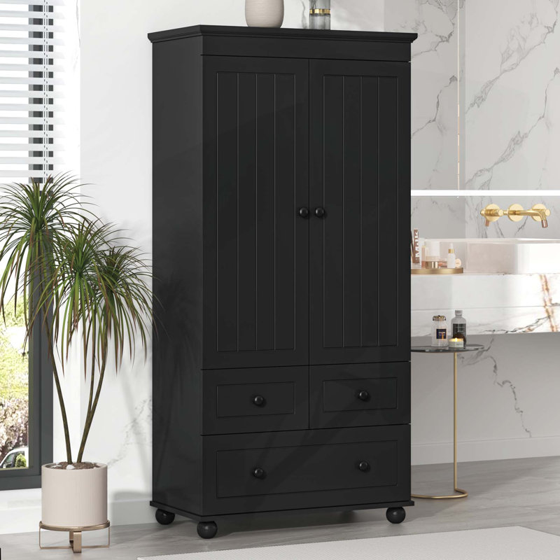 Grande armoire de rangement polyvalente avec plusieurs compartiments pour divers espaces, Black