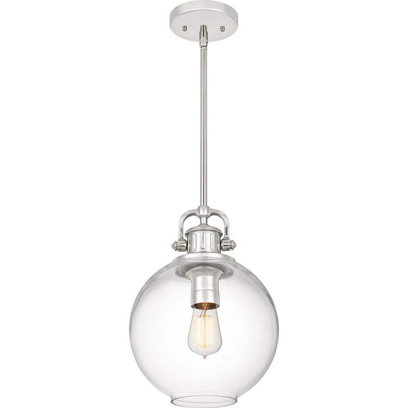 Luminaire sphère suspendu 1 lumières simple Knowle, Nickel poli