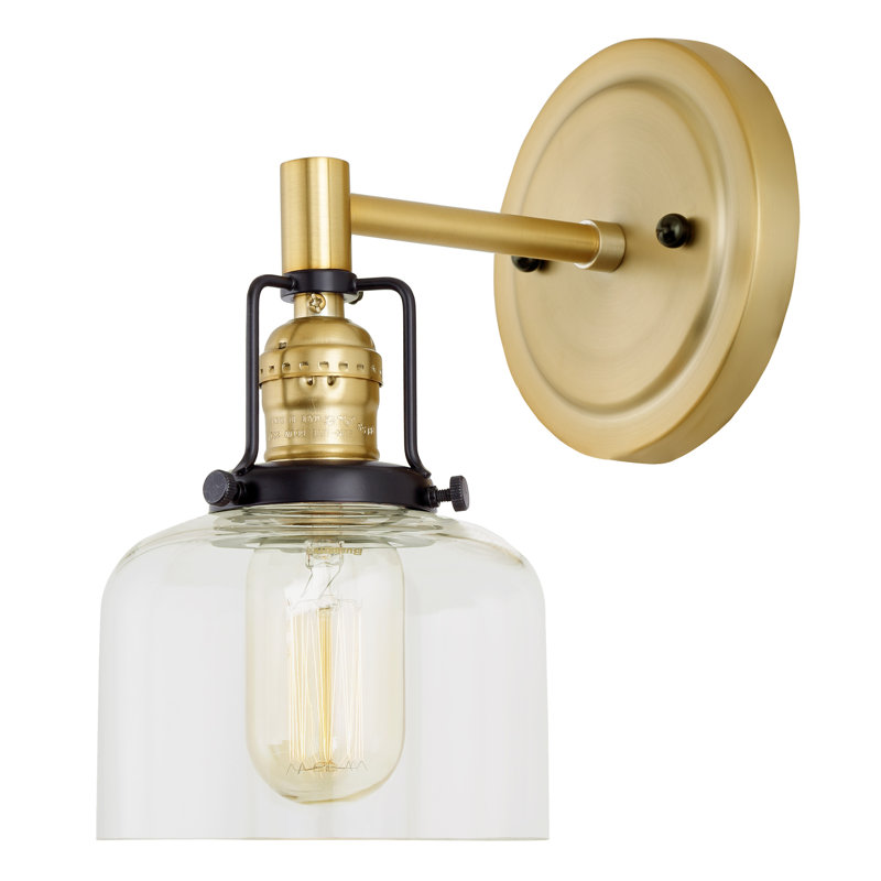 Branton Armed Sconce, Satin Brass, Dome