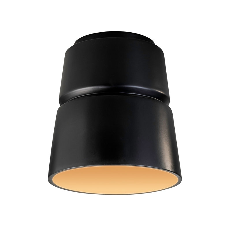 Logan Ceramic Empire Outdoor Flush Mount, Carbon Matte Black/Champagne Gold, Incandescent (Not Included)