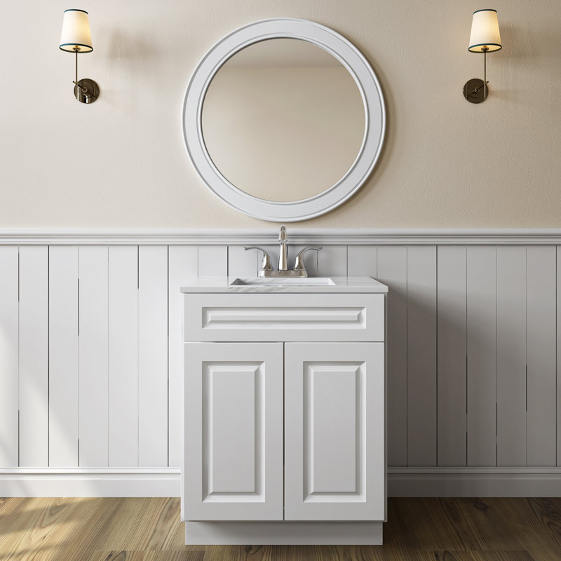 Base de meuble-lavabo simple 24 po seulement, Blanc traditionnel