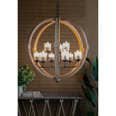 Amy-Lee 9 - Light Metal;Wood Lantern Geometric Chandelier